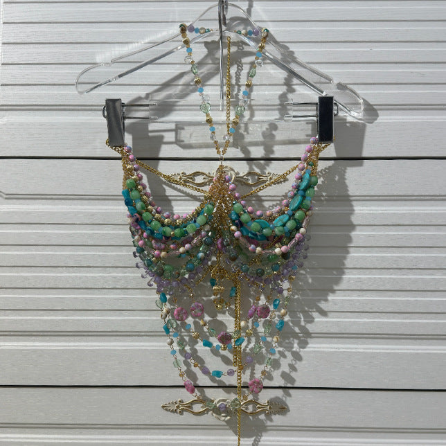 Bra Body Chains Hot Backless Halter Beaded Small Vest/suspenders/tube Top
