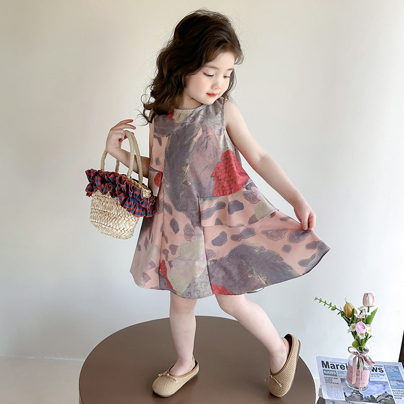Children's Summer Little Korean Style Floral Skirt Fashionable Children's Dress
