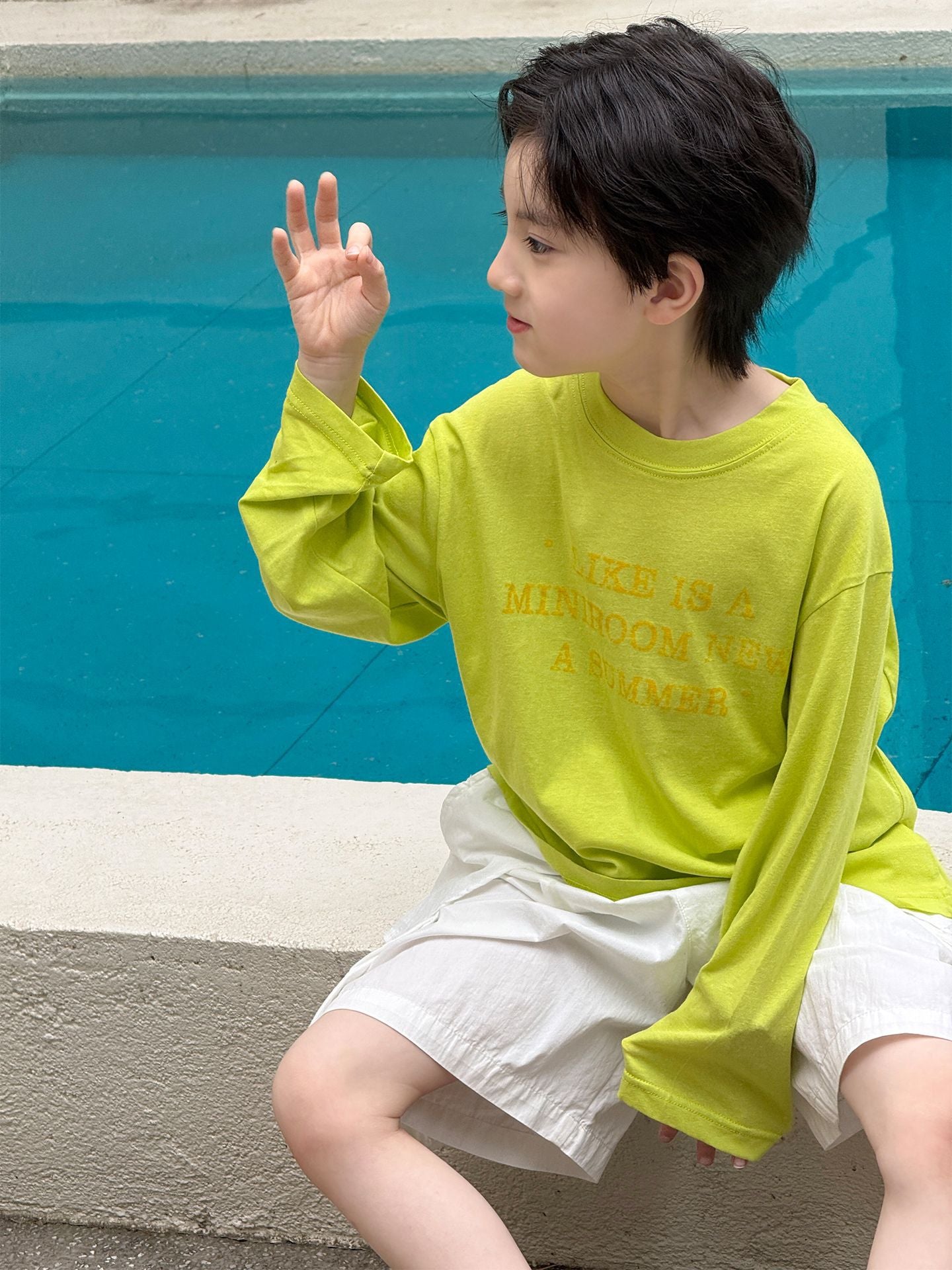 Children's Sleeve Summer Dress Boys Fashion Color Contrast Letter Print Pullover Children's T-shirt