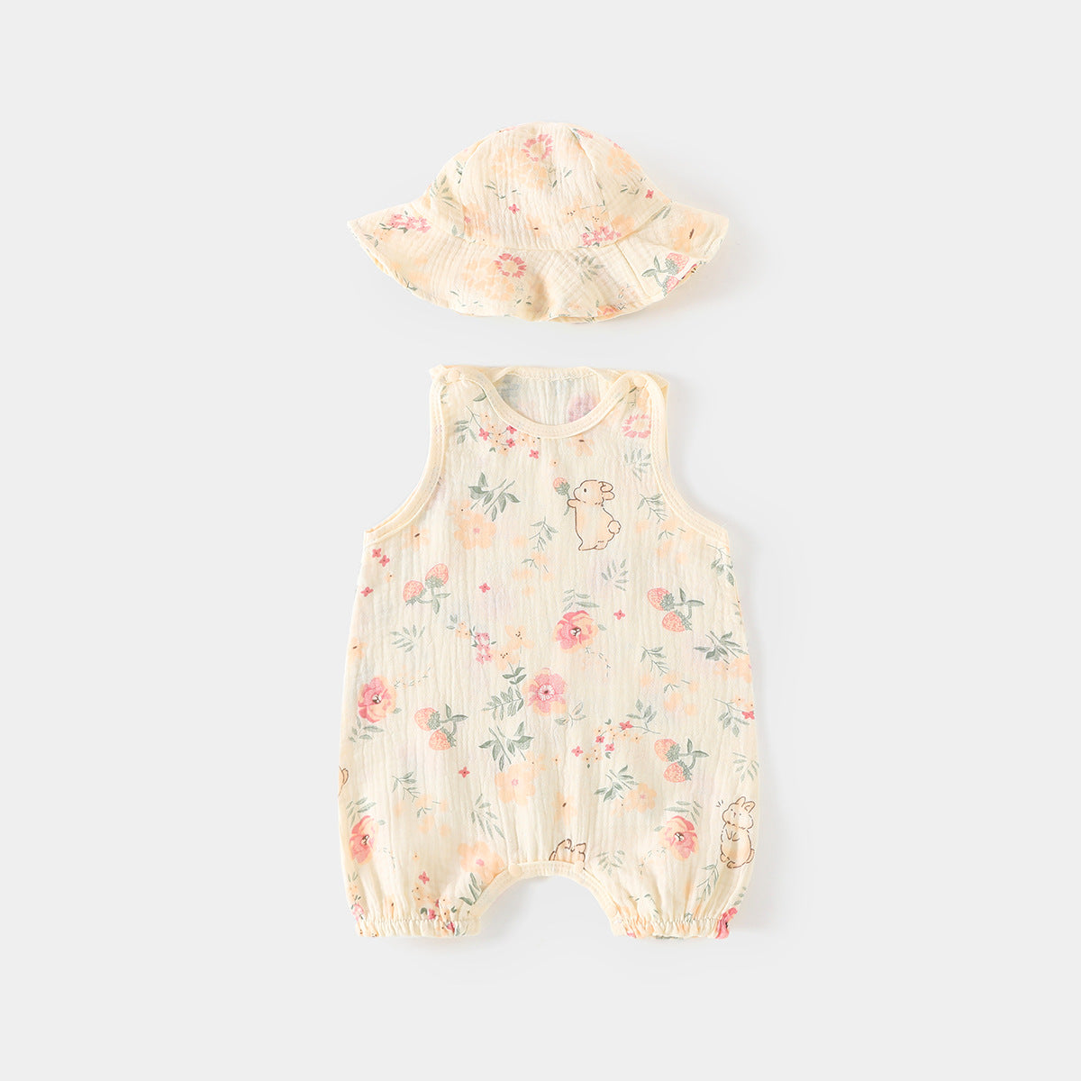 Thin Pure Cotton Born Gauze Clothes Sleeveless Vest Garments Jumpsuit, Climbing Suit