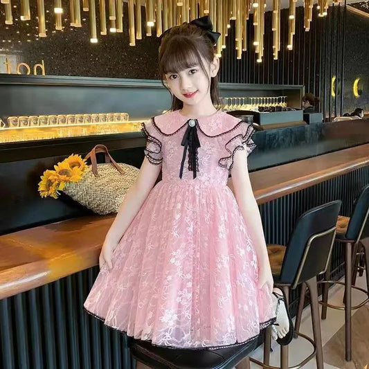 Children's Summer Fashionable Princess Middle Big Little Lace Children's Dress