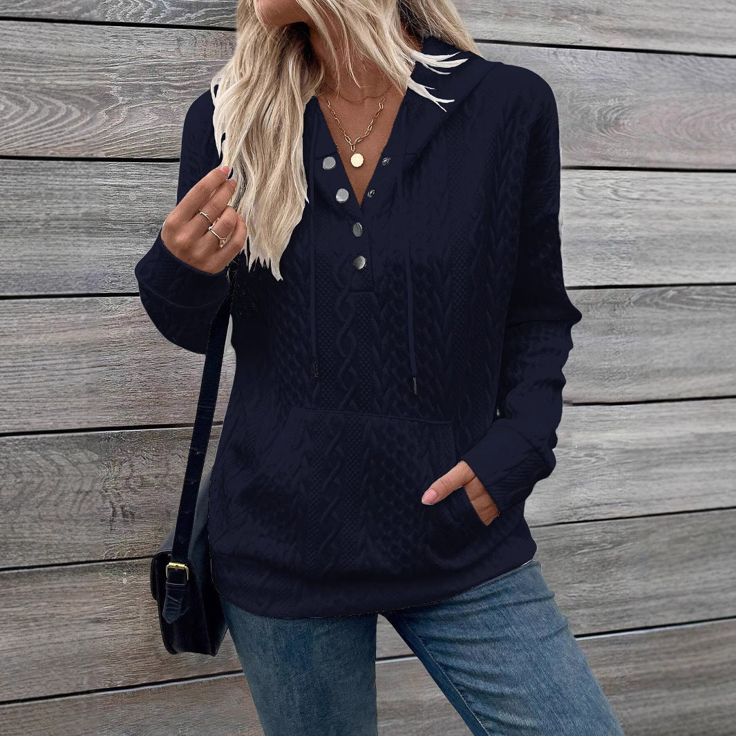 Classic Knitted Jacquard Long Sleeve Loose Blouse