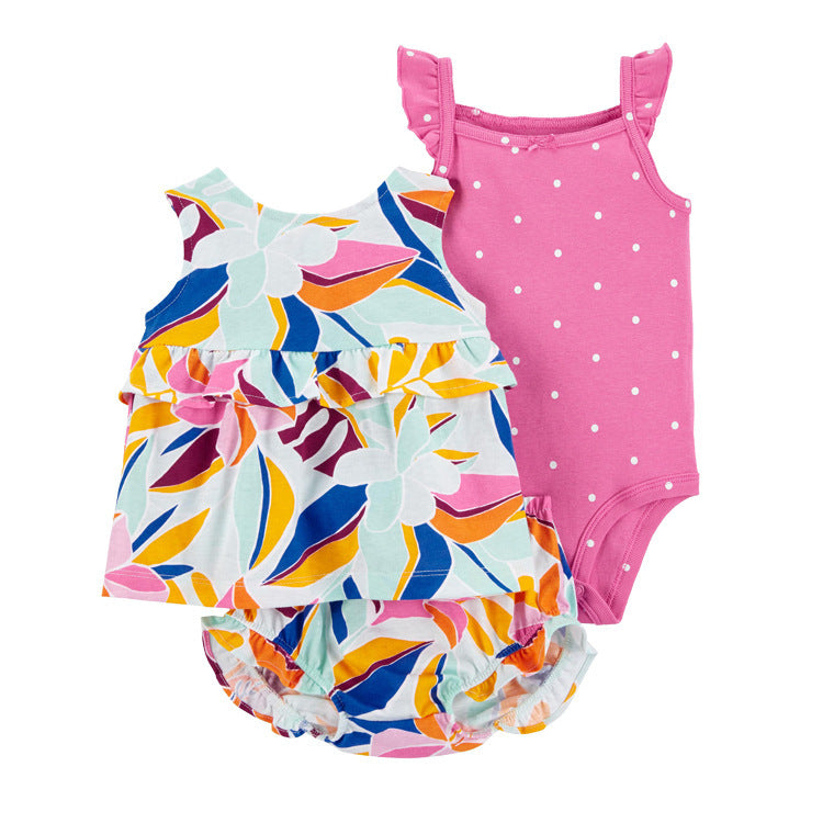 Children's Summer Clothing Short-sleeved Shorts T-shirt Three-piece Children's Suit