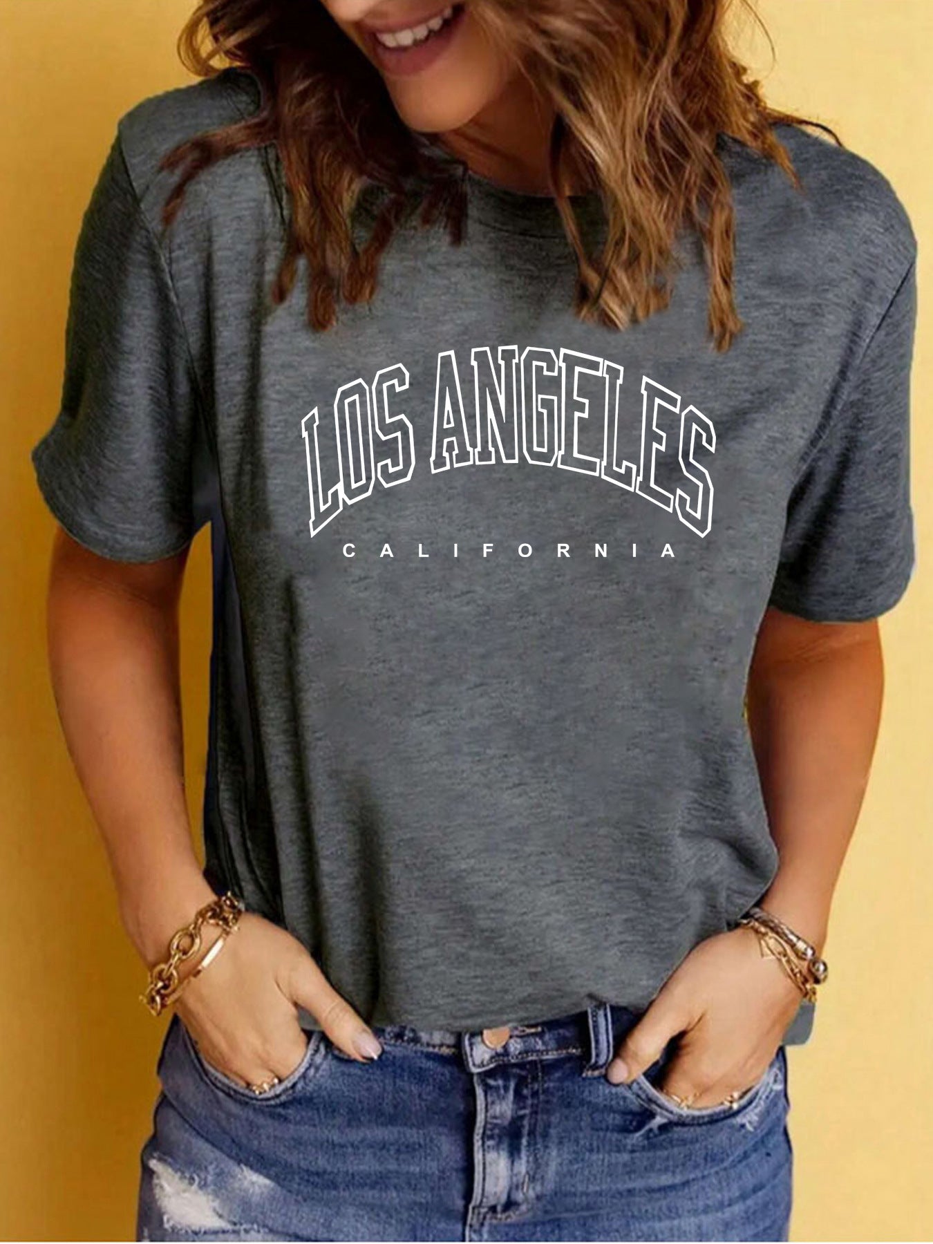 Women's Summer Printed Round Neck Sleeve Casual Women's T-shirt