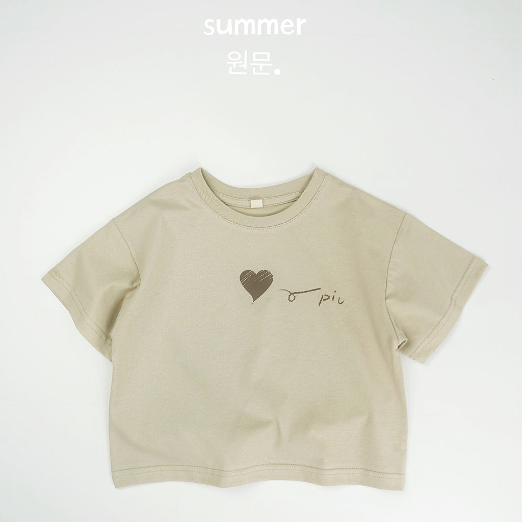 Children's Half Sleeve Korean Style Summer Love Shirt Thin Children's T-shirt