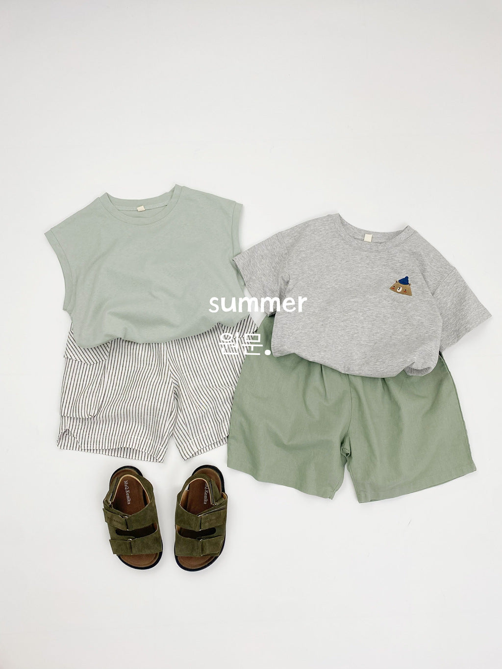 Children's Shorts Summer Korean Lightweight Casual Striped Cotton Linen Work Clothes Children's Pants