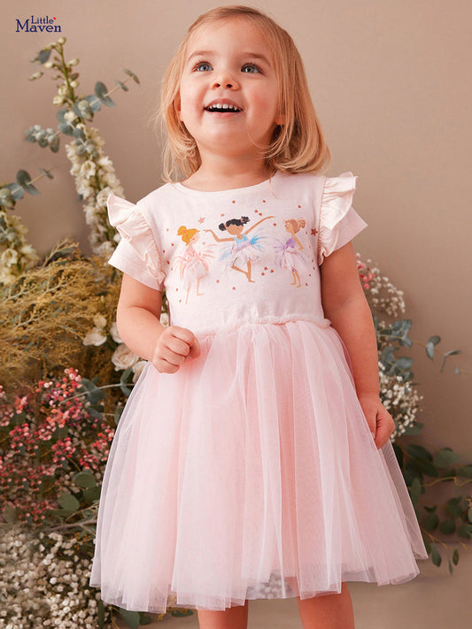 Children's Mesh Princess Summer Cartoon Skirts Short-sleeved Children's Dress