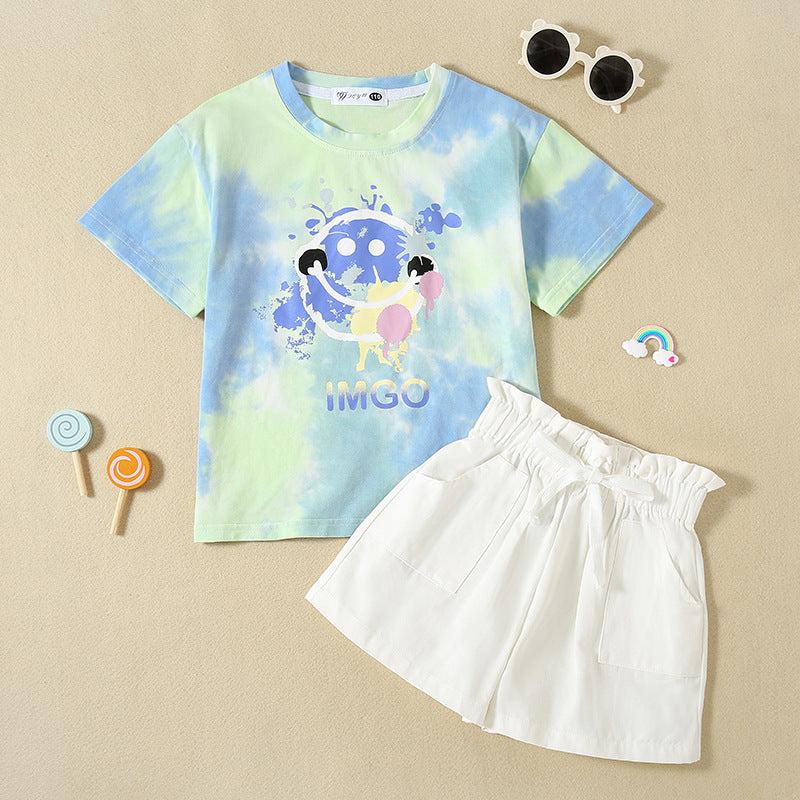 Summer Suit Travel Vacation Leisure Fashion T-shirt Parent-child Outfit