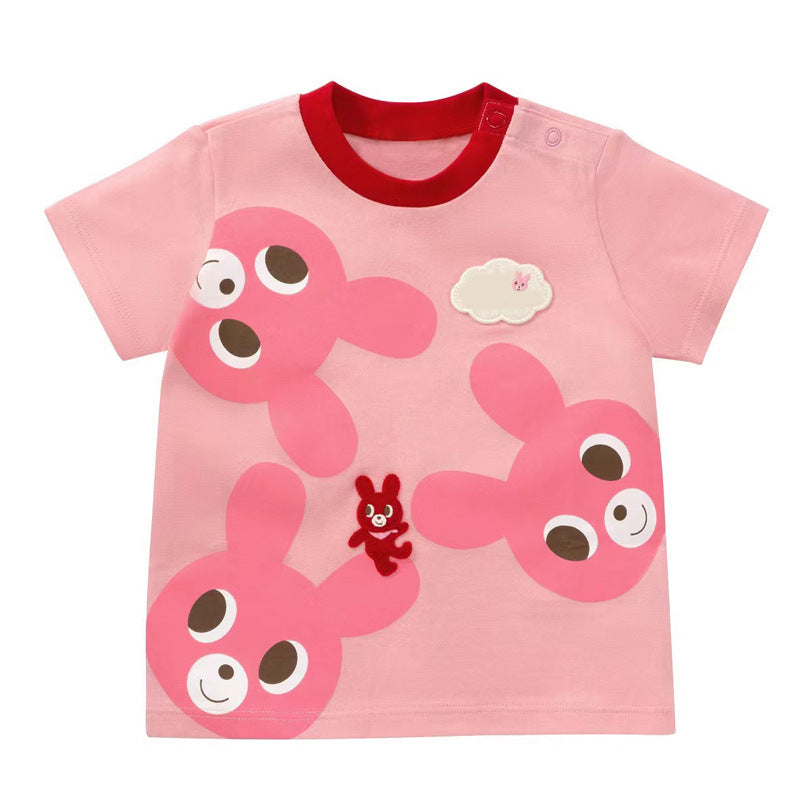 Children's Clothing Summer Cartoon Bear Rabbit Multicolor Printing Short-sleeved Children's T-shirt