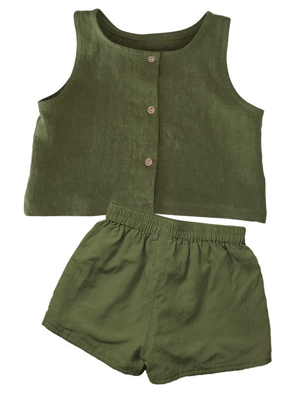 Women's & Men's Clothing Cotton Linen Vest Summer Sleeveless Waistcoat Shorts Leisure Children's Suit