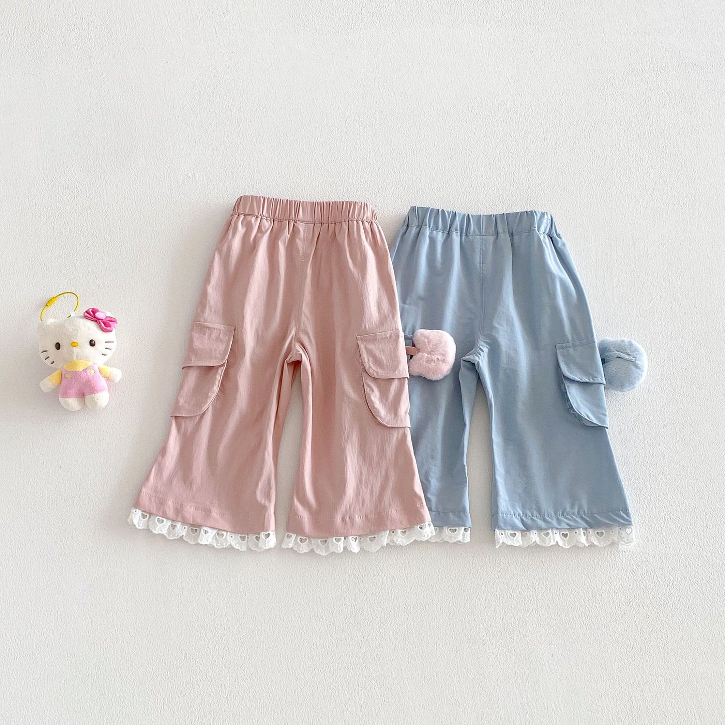 Bell-bottom Spring Super Cute Lace Casual Children's Pants