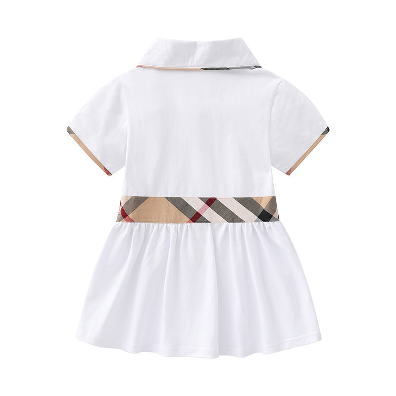 Children's Clothing Preppy Style Spring Cotton Toddler Lapel Children's Dress