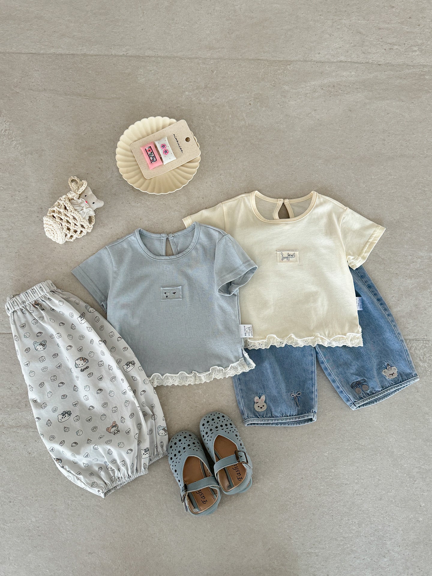 Infant Blouse Pants Summer Cartoon Short Sleeve Top Children's Suit