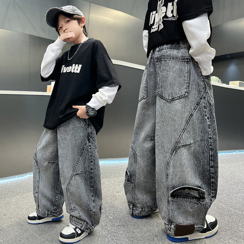 American High Street Design Straight Cool Handsome Children's Pants