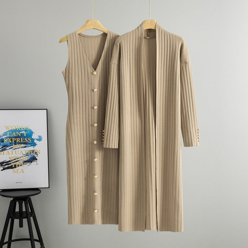 Women's Style Long Knitted Elegant Dress Two-piece Suits