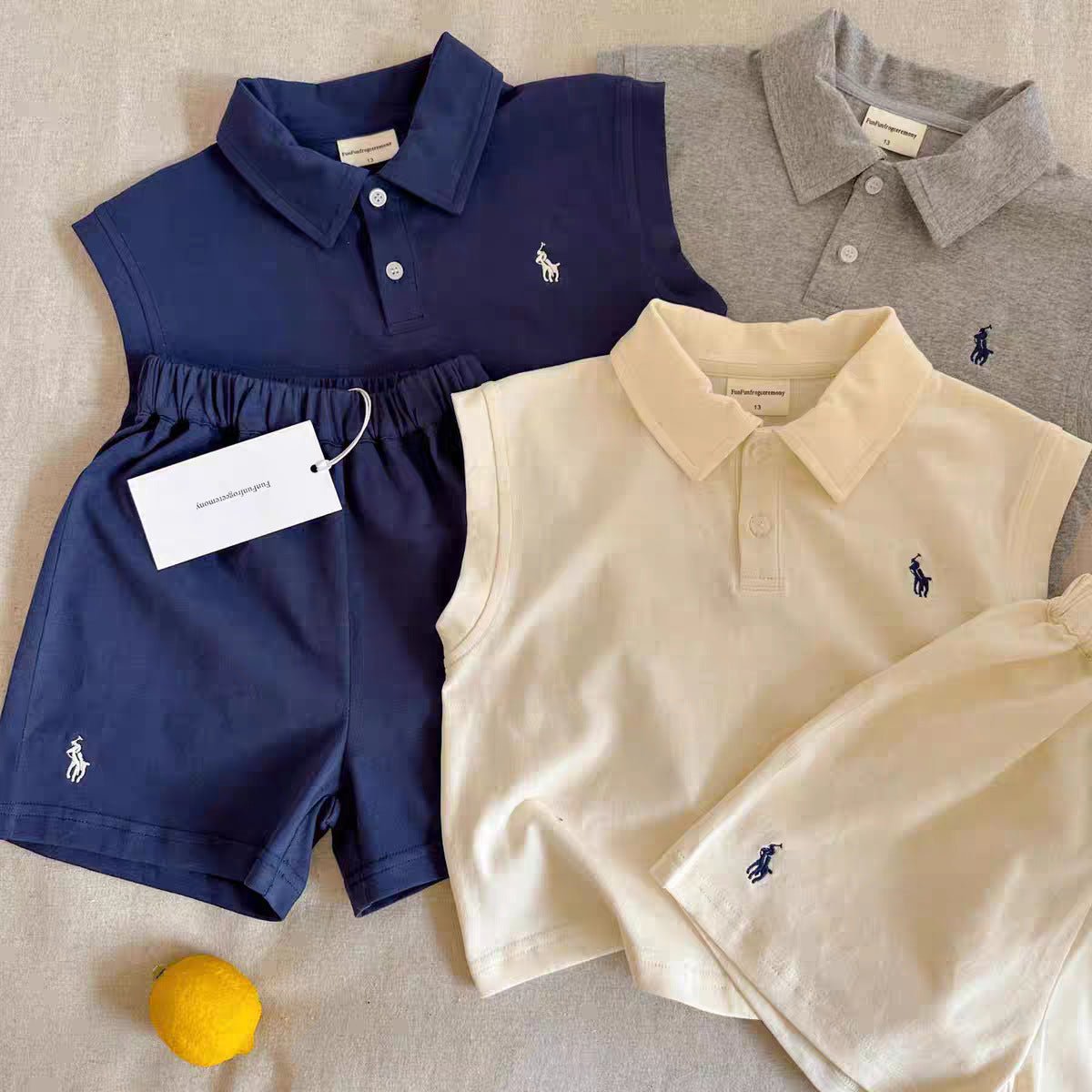 Children's Vest Thin Summer Boys Solid Color T-shirt Breathable Shorts Two-piece Children's Suit