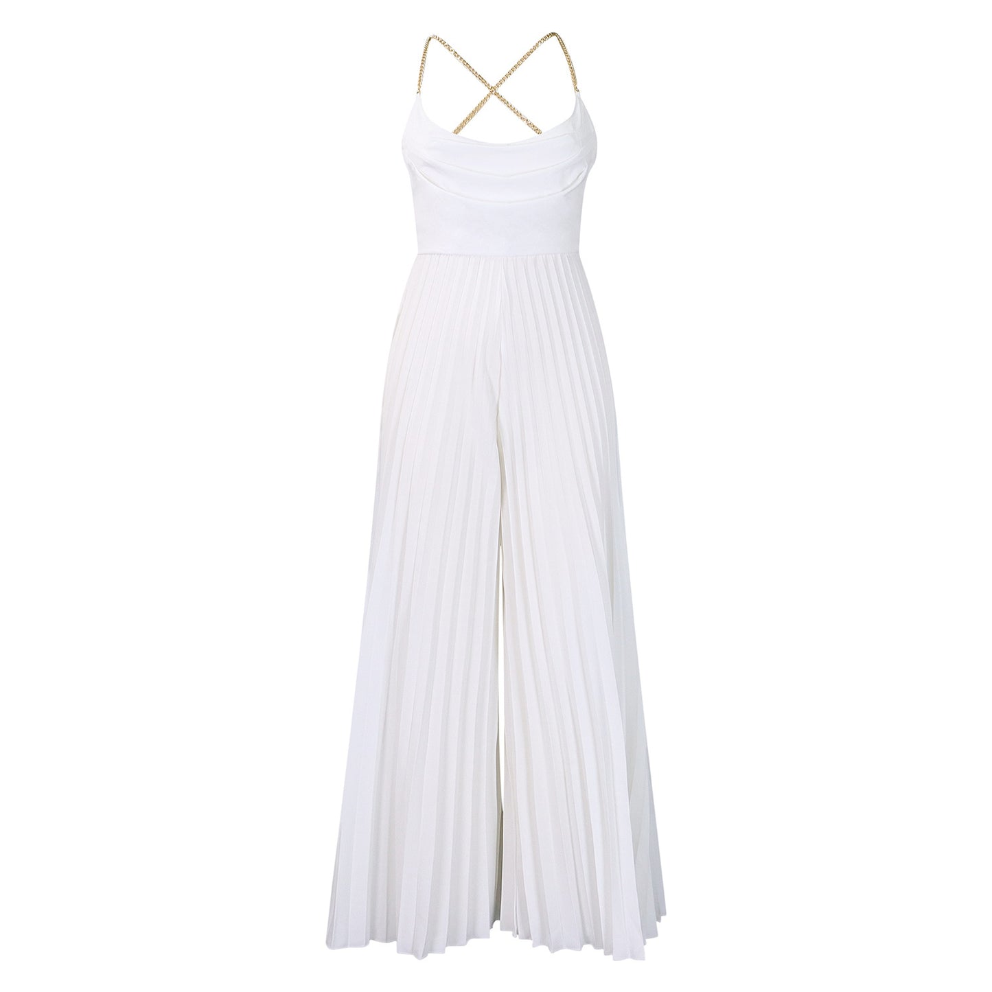 Fashion Sexy Chain On Neck High Waist Backless Wide Leg Casual Pants