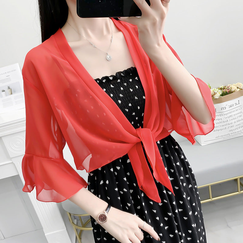 Women's Summer French Style Long Sleeve Sunscreen Outerwear Shawl Air Conditioner Clothing