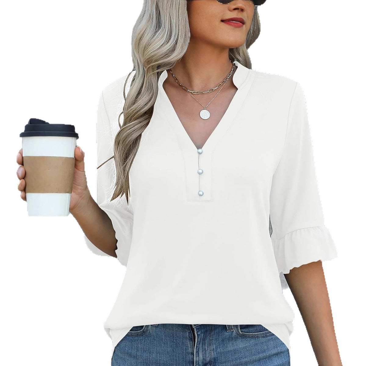 Women's Solid Color Ladies Fashion T-shirt Shirt Tops