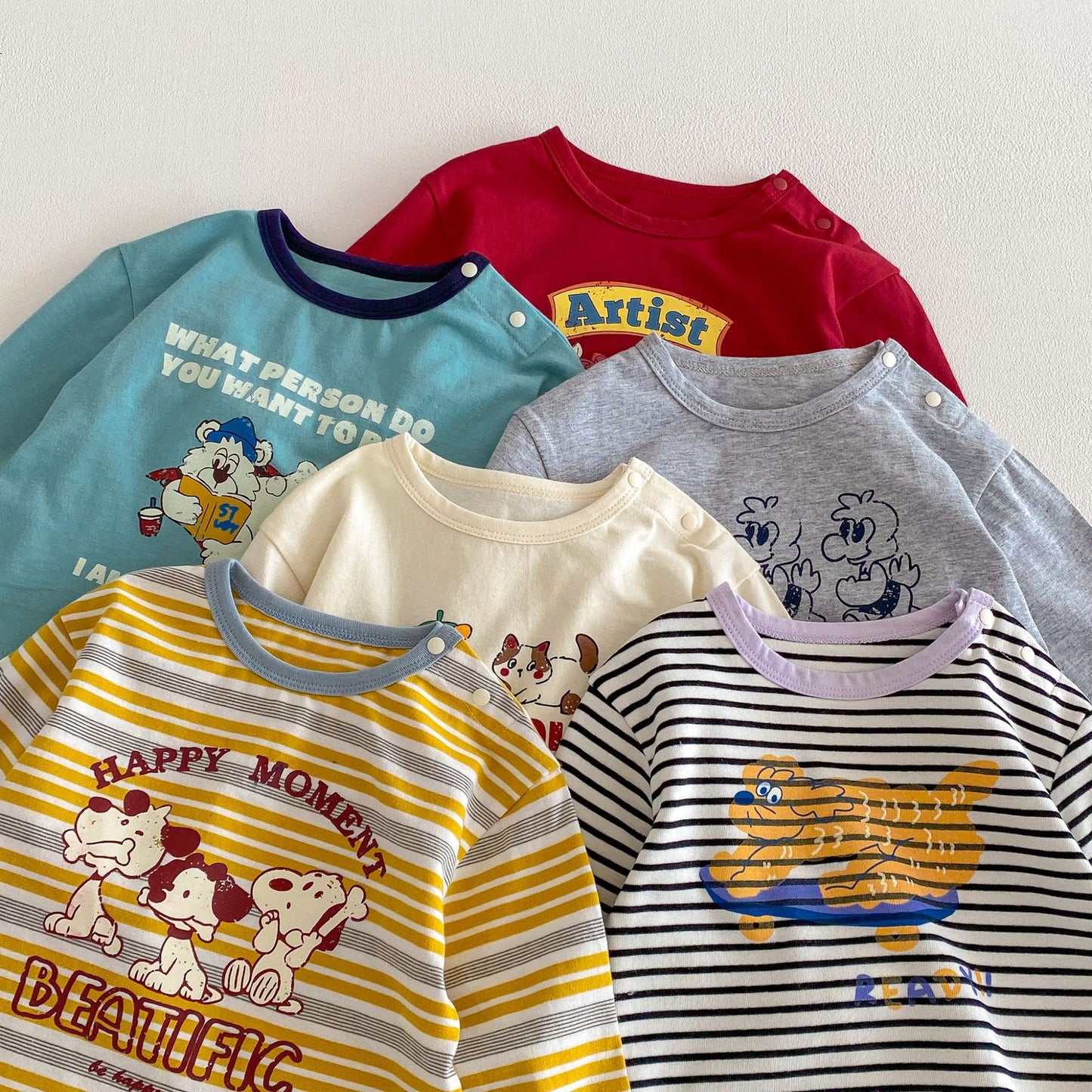 Children's Cartoon Spring Fashion Printed Korean Style Fashionable Children's T-shirt