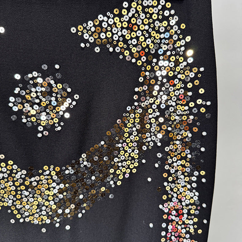 Embroidered Sequined Fishtail Mid-length Dress Set Fashion Casual Suit