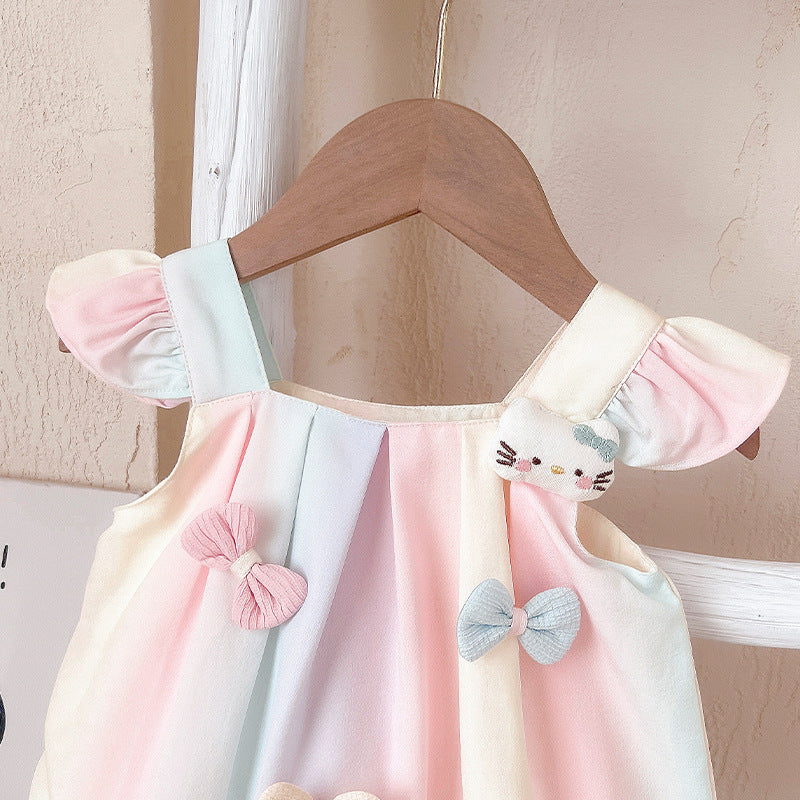 Babies Summer Clothing Princess Western Style Sleeveless Triangle Jumpsuit, Climbing Suit