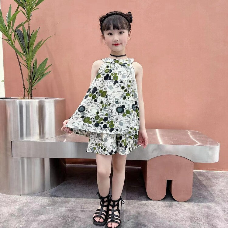 Children's Summer Fashionable Sleeveless Thin Type Chiffon Big Children's Suit
