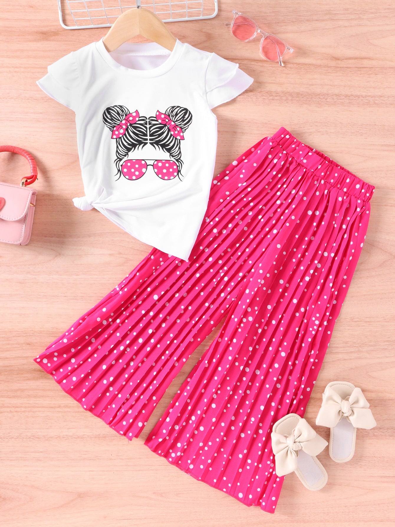 Unique Avatar Short Sleeve Wide Leg Pants Children's Suit
