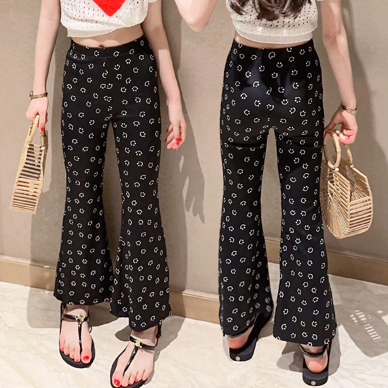 Ice Silk Summer Clothes Western Style Bell-bottom Children's Pants
