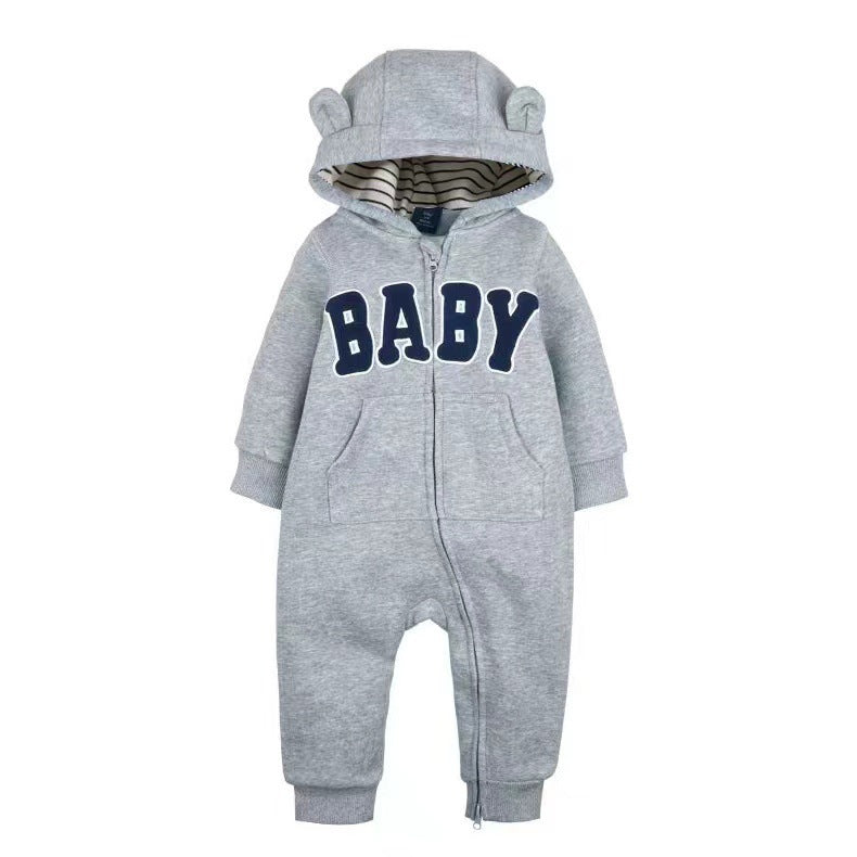 Children's Clothing Zipper Hooded Long-sleeved Jumpsuit Double Jumpsuit, Climbing Suit