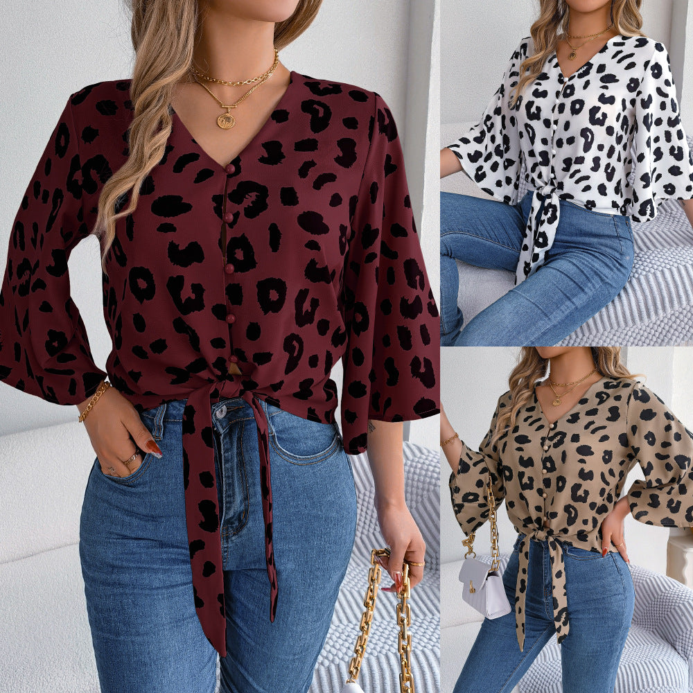 Popular Classy Women's Casual Leopard Print Tops