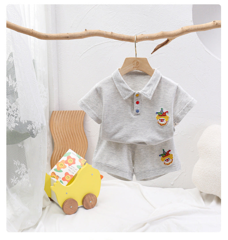 For Babies Summer Thin Unisex Infant Cute Two-piece One Year Children's Suit