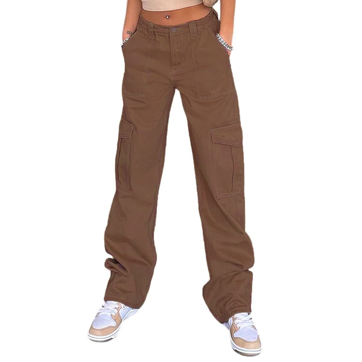 Women's Stylish Trousers High Waist Slimming Loose Khaki Women's Jeans