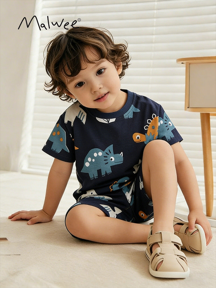 Summer Boyish Look Round Neck T-shirt Children's Suit