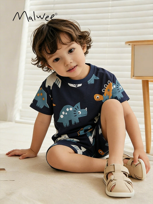 Summer Boyish Look Round Neck T-shirt Children's Suit