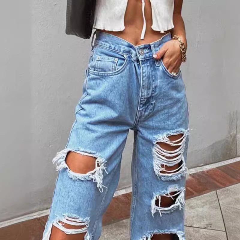 Women's Ripped Casual Fashion Slimming Thin For Women's Jeans