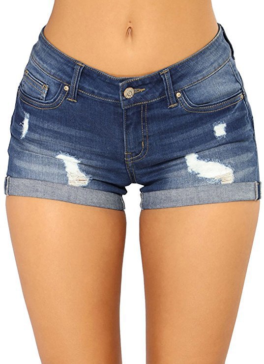 Pretty Women's Summer Denim Flanging Hot Shorts
