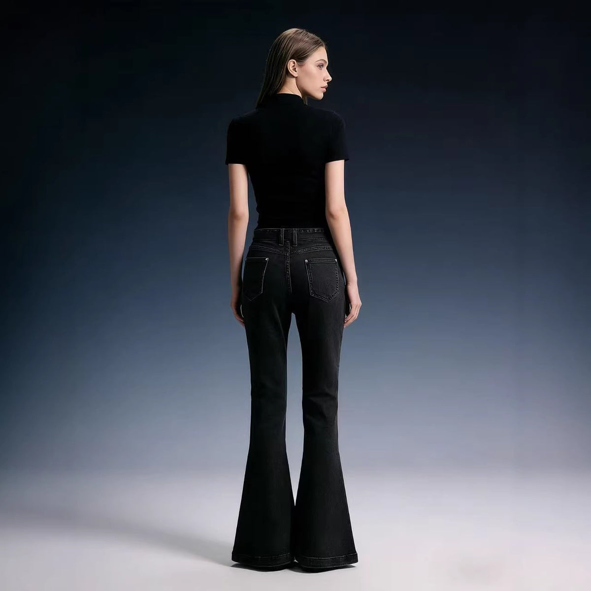 Women's Source High Waist Hip Lift Wide Women's Jeans