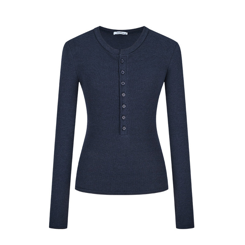 Women's Threaded Long Sleeve Spring Pure Desire Slim Bottoming Shirt Women's T-shirt
