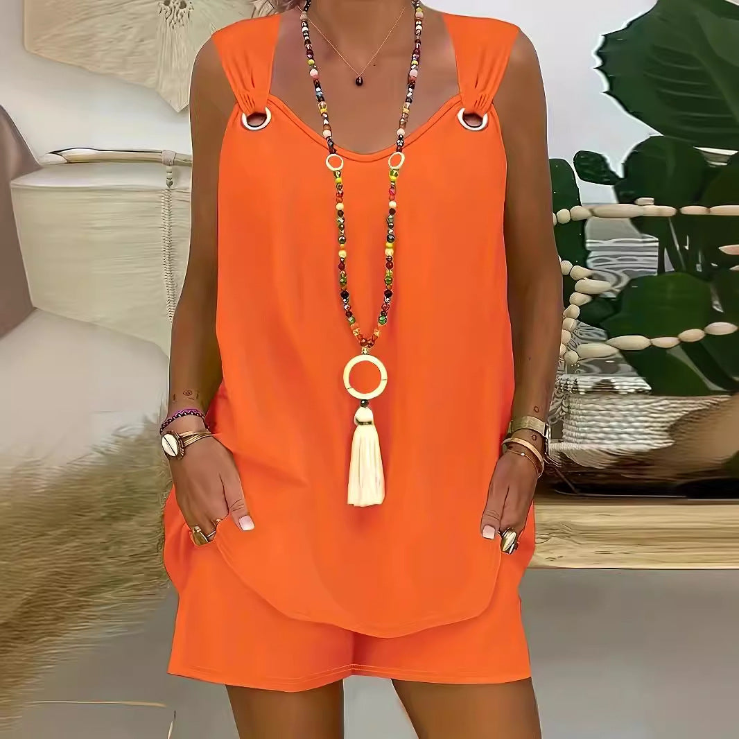 Women's Temperament Commute Round Neck Solid Color Two-piece Fashion Casual Suit