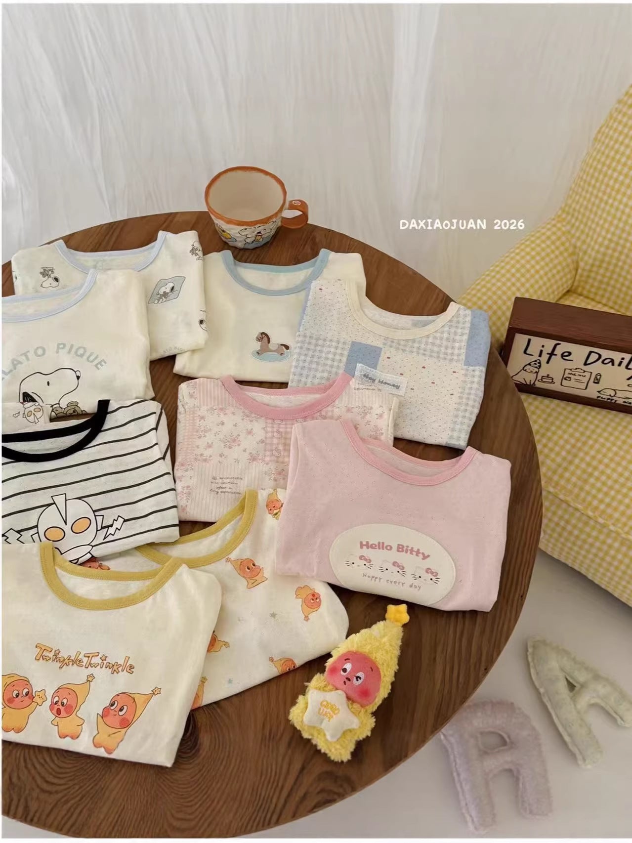Children's Short-sleeved Summer Breathing Hole Cotton Cartoon Printed Two-piece Children's T-shirt