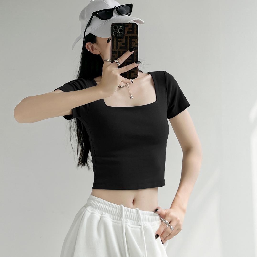 Summer White Skinny High-waisted Chic Bottoming Women's T-shirt