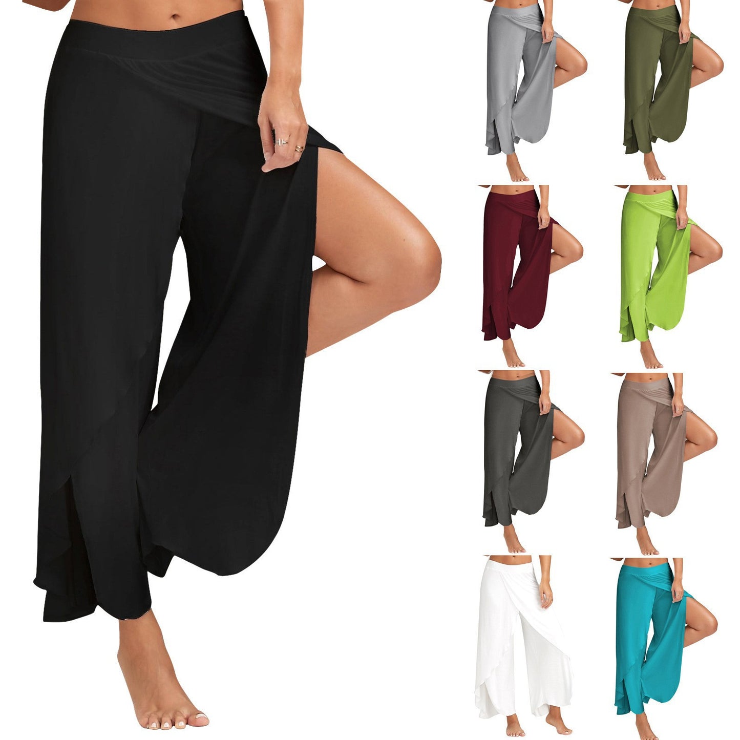 Milk Silk Stitching Summer Sexy Cross Casual Pants