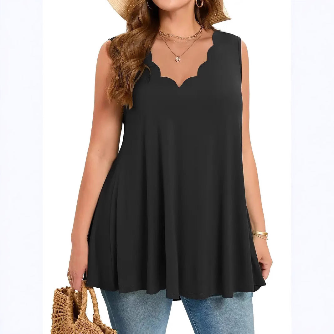 Fashion Summer Casual Solid Color Collar Women's T-shirt