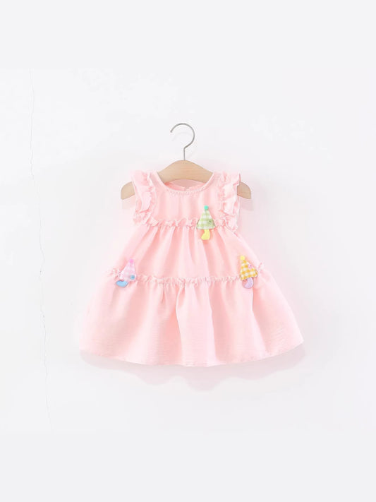 Children's One-piece Summer Sweet Cute Single Layer Cotton Vest Skirt Western Children's Dress
