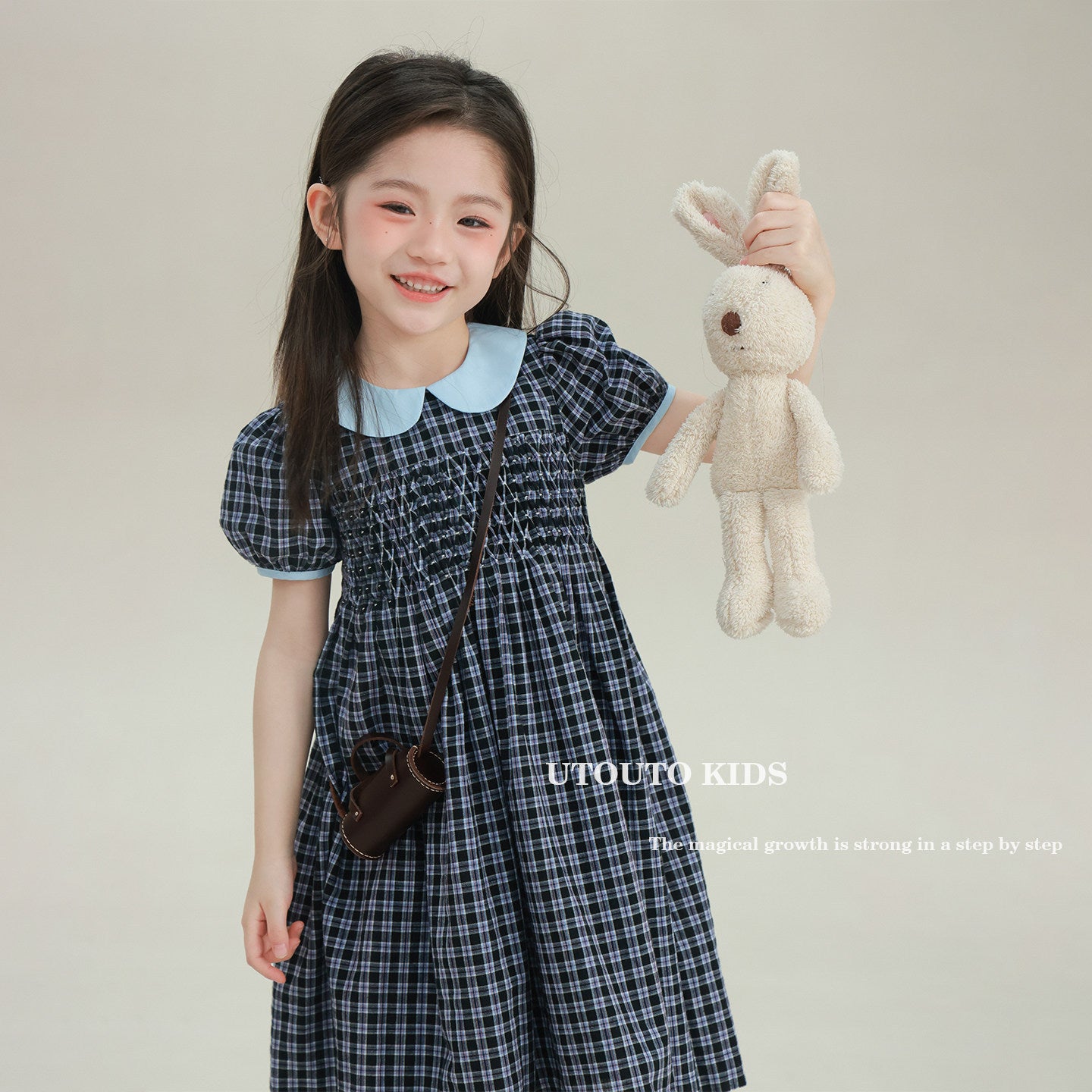 Children's Plaid Princess Short Sleeve Skirt Birthday Children's Dress