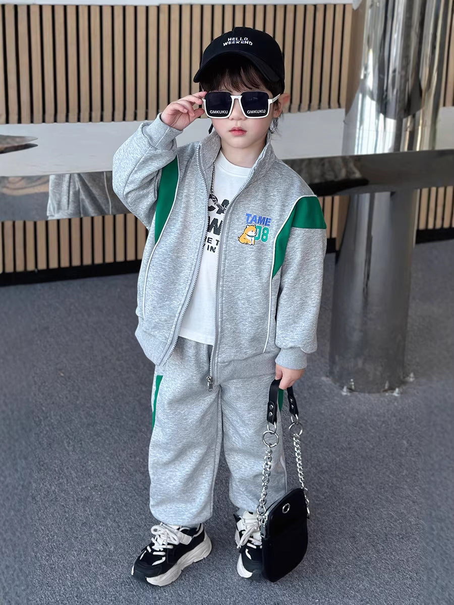 Children's Ruffle Handsome Autumn Clothes Leisure Sports Children's Suit