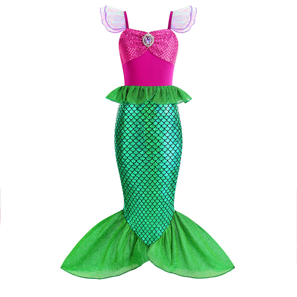 Children's Halloween Clothing Mermaid Princess Collection Fishtail Children's Dress