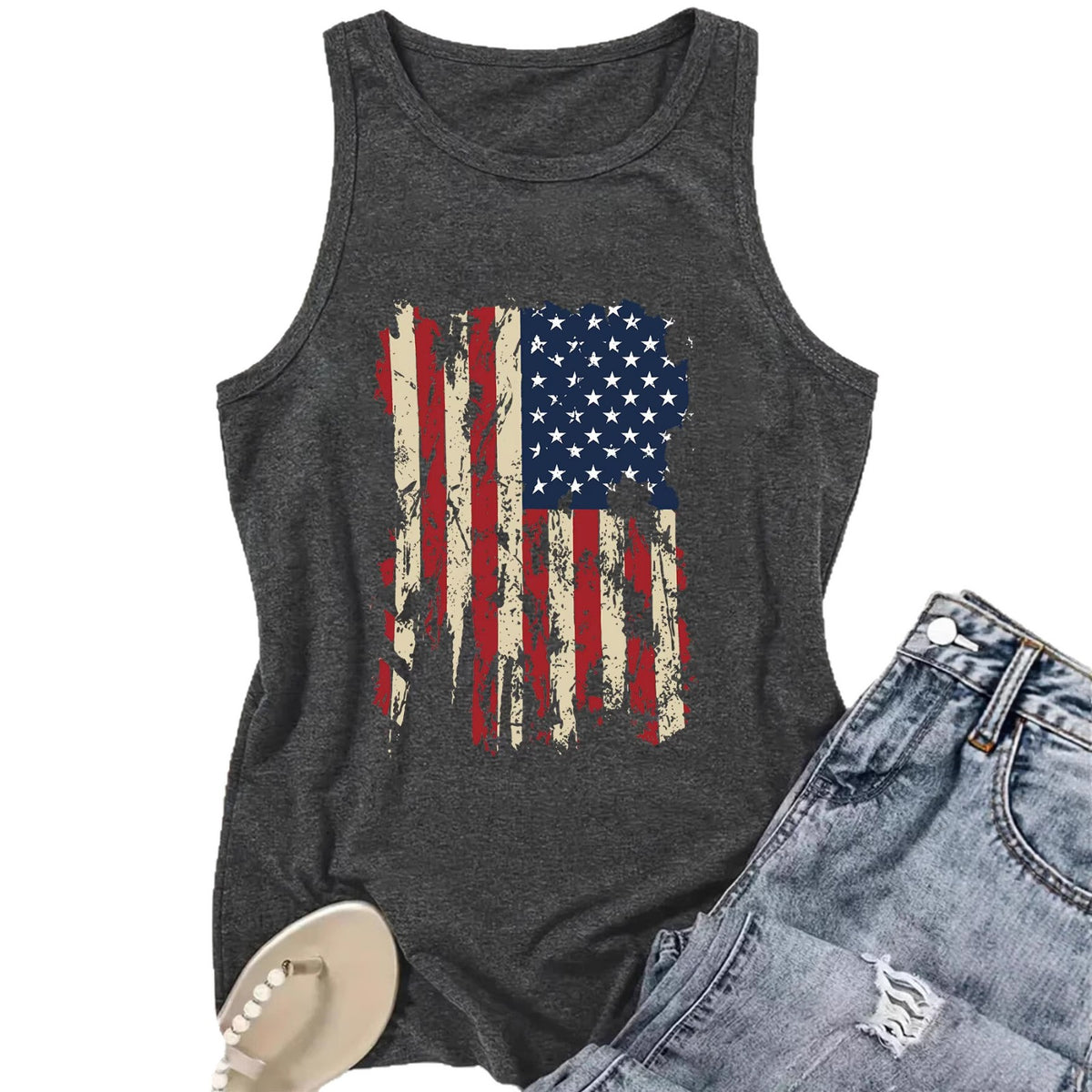 Women's Bottoming Flag Pattern Independence Day Comfortable Tops