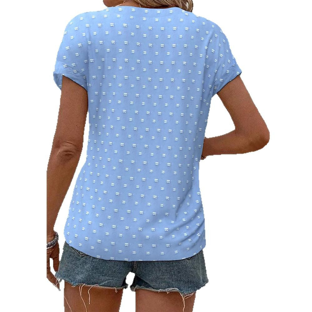 Women's Spring Fashion Buttons Loose T-shirt Sleeve Shorts